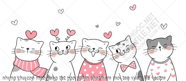 nhung chu con meo vang tet ngo nghin nhat nam moi tan xuan file vector
